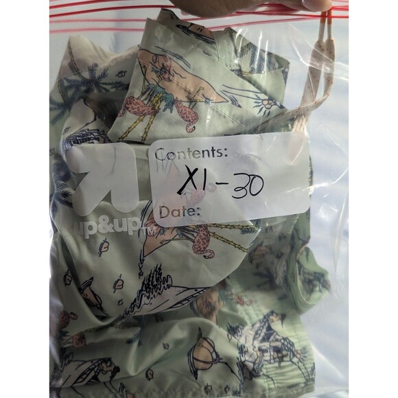 Ambsn Size XL Green with Summer Beachy Print Pull On Board Swim Shorts - Picture 10 of 10